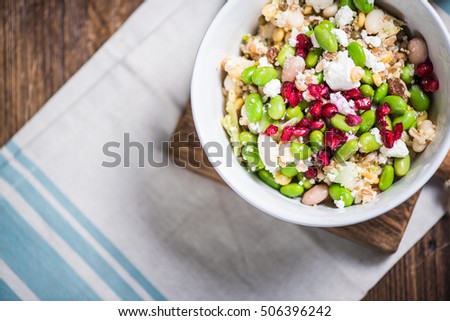 Wholefood salad, clean eating and diet, weightloss concept Royalty-Free Stock Photo #506396242