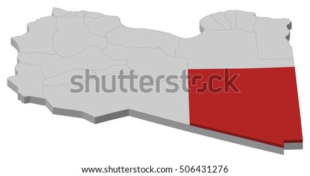 Map - Libya, Kufra - 3D-Illustration