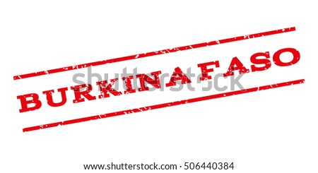 Burkina Faso watermark stamp. Text tag between parallel lines with grunge design style. Rubber seal stamp with scratched texture. Vector red color ink imprint on a white background.