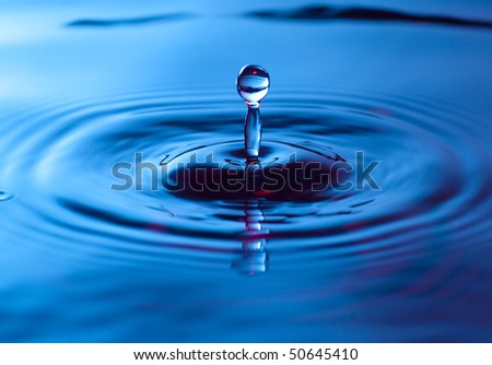 Water drop splash on blue