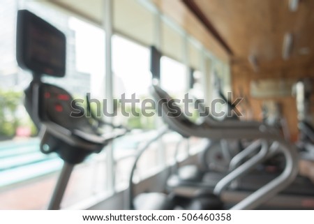 Abstract blur gym and fitness interior room for background