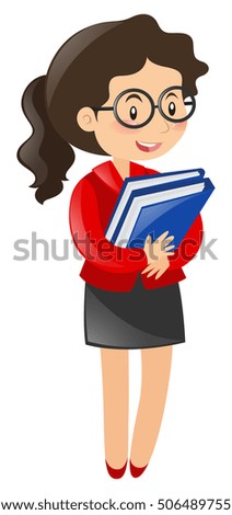 Businesswoman holding two folders illustration