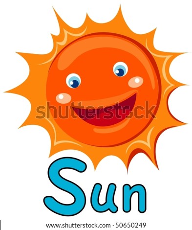 illustration of isolated  alphabet  S for sun on white background