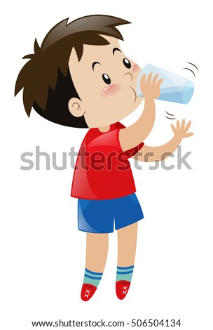 Boy drinking water from glass
