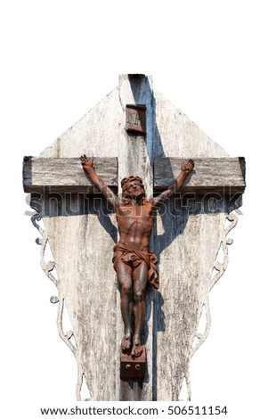 Crucifixion of Jesus Christ on white background