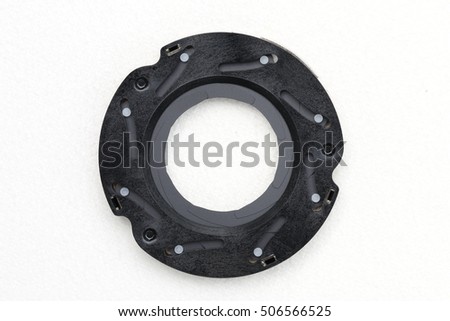 Diaphragm,The Aperture blade of the lens unit on white background  