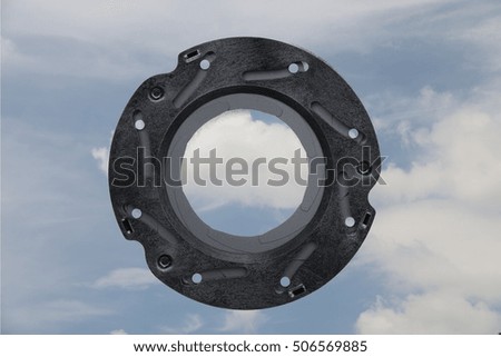 Diaphragm,The Aperture blade of the lens unit on white background  
