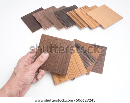 samples of veneer wood on  white background