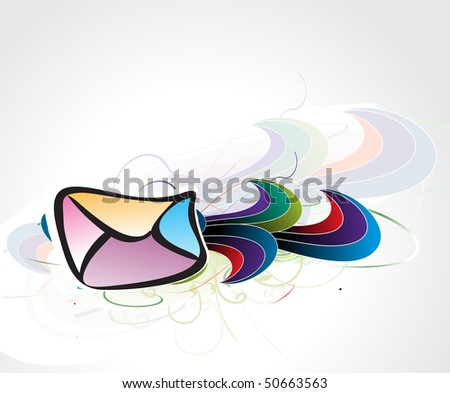 e-mail concept design with floral wave line background, vector illustration