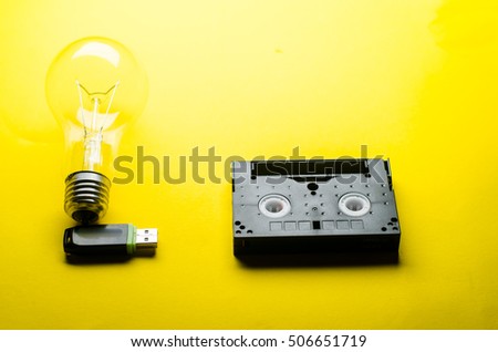 flash memory, cassette, light bulb