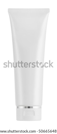 white cosmetic tube for cream or lotion isolated on white background