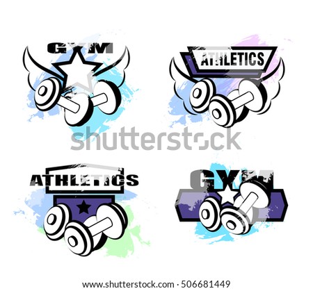 Set of various sports and fitness logo and icons
