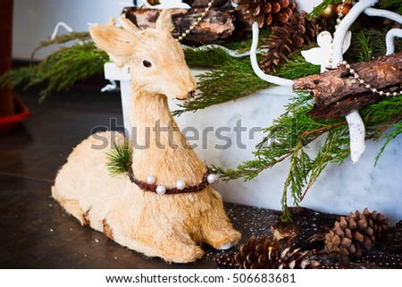 Picture of beautiful christmas interior decor. X-mas or New Year concept.
