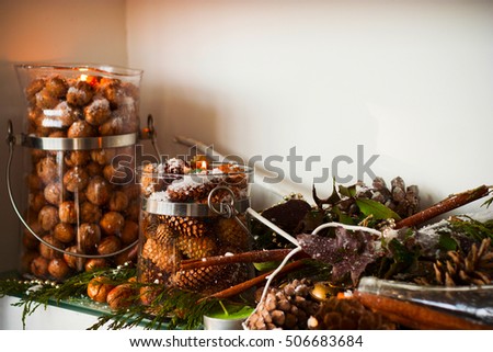 Picture of beautiful christmas interior decor. X-mas or New Year concept.