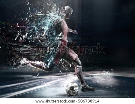 abstract soccer player; 3d illustration