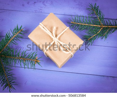 Rustic gifts for christmas with kraft paper.