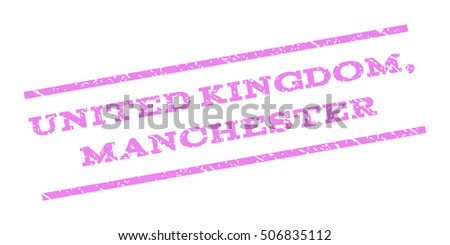 United Kingdom Manchester watermark stamp. Text tag between parallel lines with grunge design style. Rubber seal stamp with dirty texture. Vector violet color ink imprint on a white background.
