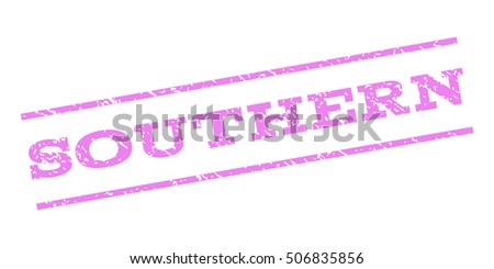 Southern watermark stamp. Text caption between parallel lines with grunge design style. Rubber seal stamp with unclean texture. Vector violet color ink imprint on a white background.