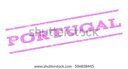 Portugal watermark stamp. Text caption between parallel lines with grunge design style. Rubber seal stamp with unclean texture. Vector violet color ink imprint on a white background.