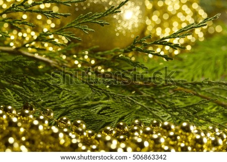 Christmas tree with bokeh light and blur background with decorations on christmas 