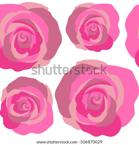 Trendy vector seamless Floral Pattern. Pink roses.