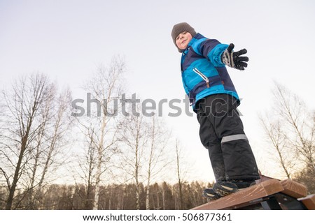 child boy on winter walk 