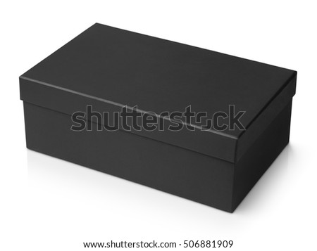 Black shoe box isolated on white with clipping path Royalty-Free Stock Photo #506881909