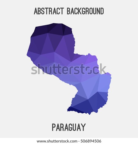 Paraguay map in geometric polygonal,mosaic style.Abstract tessellation,modern design background,low poly. Vector illustration.