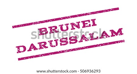 Brunei Darussalam watermark stamp. Text caption between parallel lines with grunge design style. Rubber seal stamp with unclean texture. Vector purple color ink imprint on a white background.