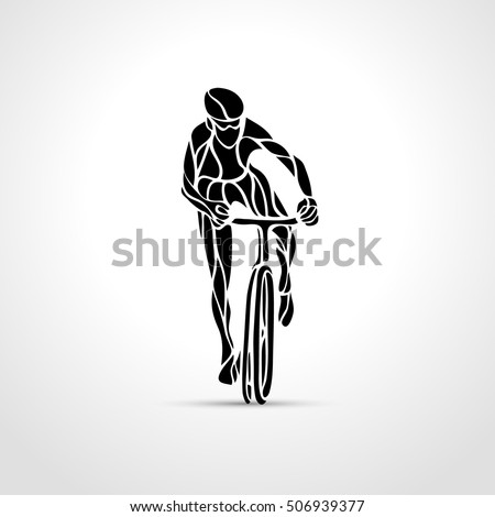 Abstract silhouette of bicyclist. Black bike cyclist logo