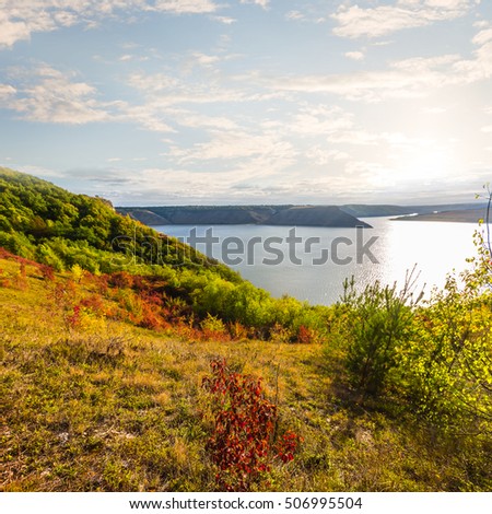 Ukraine, Dniestr river coast scene