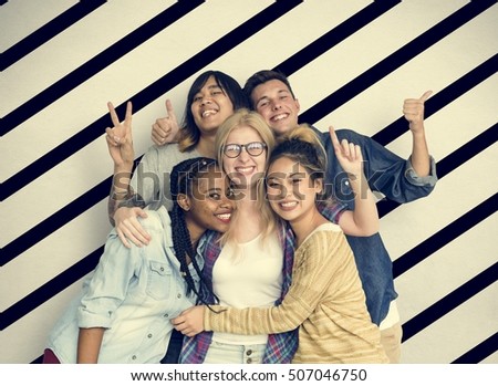 Diversity Students Friends Happiness Pose Concept