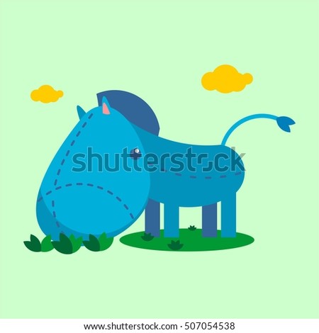 CUTE BLUE HORSE CHARACTER FOR KID EAT