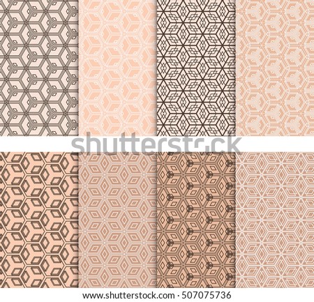 set of 8 abstract of cubes. vector illustration. for wallpaper design, seamless texture