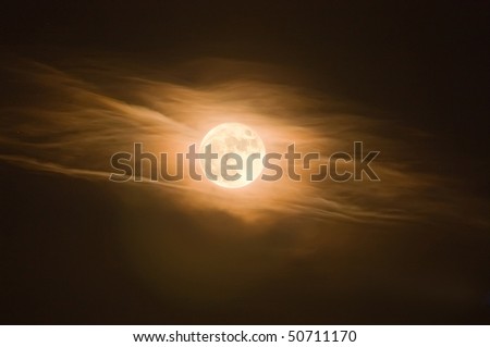 full moon star on black background