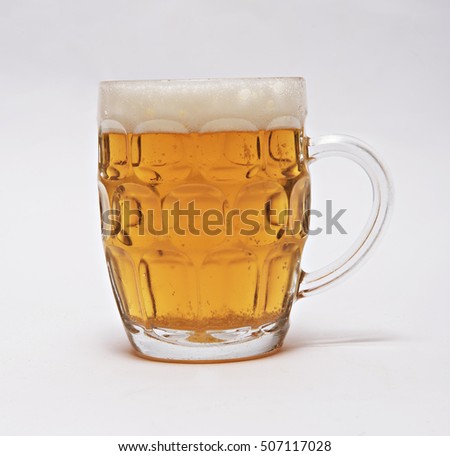big classic draft glass beer isolated with shadows
