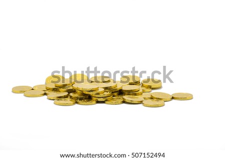isolated golden coins on white background