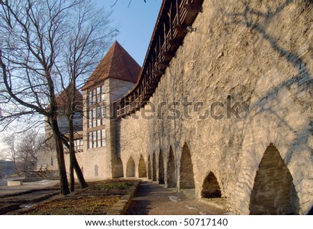 Fortification in medieval Tallinn Royalty-Free Stock Photo #50717140
