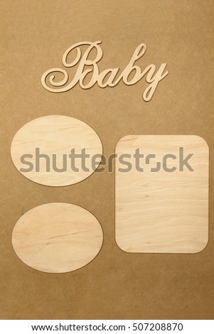 Wooden frame for baby photo with wooden letters