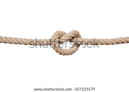 Rope knot isolated on a white background, as a symbol for trust and faith or stress. Hemp Rope Knot.

 Royalty-Free Stock Photo #507223579
