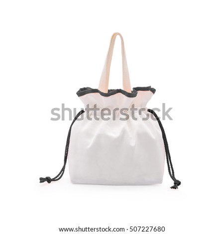 Fabric pouch or picnic bag on isolated background with clipping path.