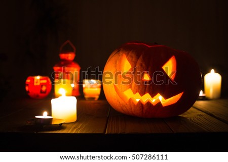 Scary Jack O Lantern Halloween Pumpkin using for Wallpaper