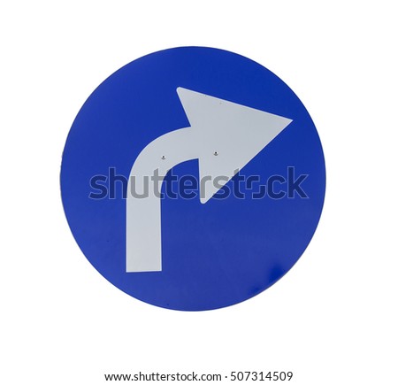 Right white and blue arrow isolated