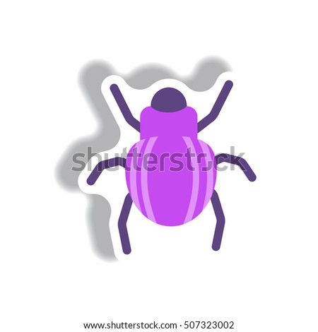 stylish icon in paper sticker style beetle insect