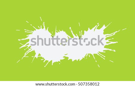 white paint blots isolated on green white background