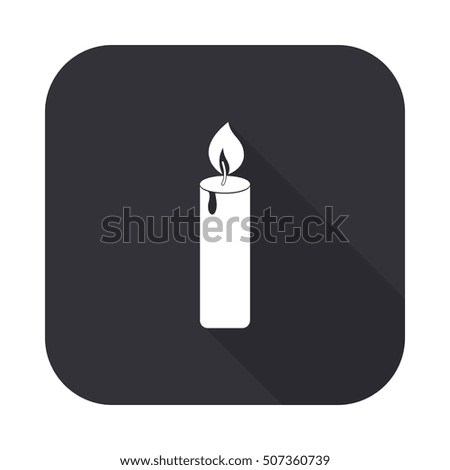 Candle vector icon - squared button  with long shadow