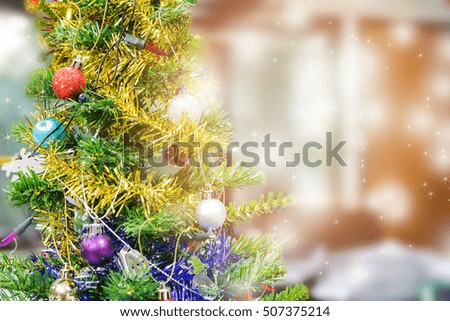 Decorated Christmas tree with soft focus