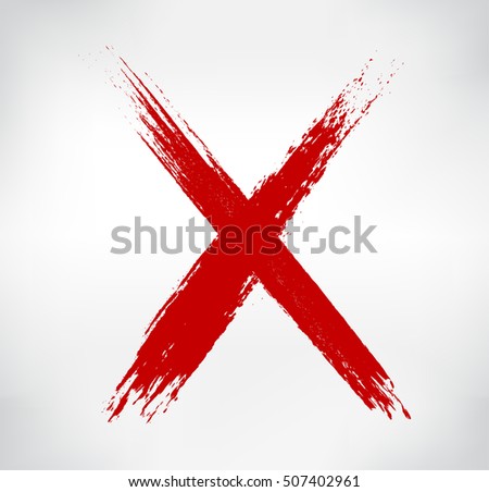 Grunge letter X.Hand drawn X mark.Vector template.