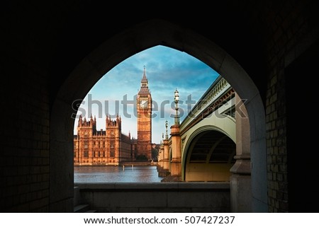 Palace of Westminster and Big Ben during sunrise, London, The United Kingdom of Great Britain and Northern Ireland