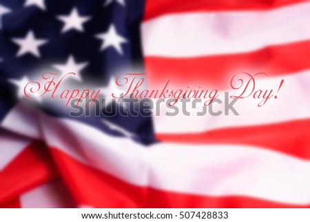 USA Thanksgiving Day on the background of a waving flag.